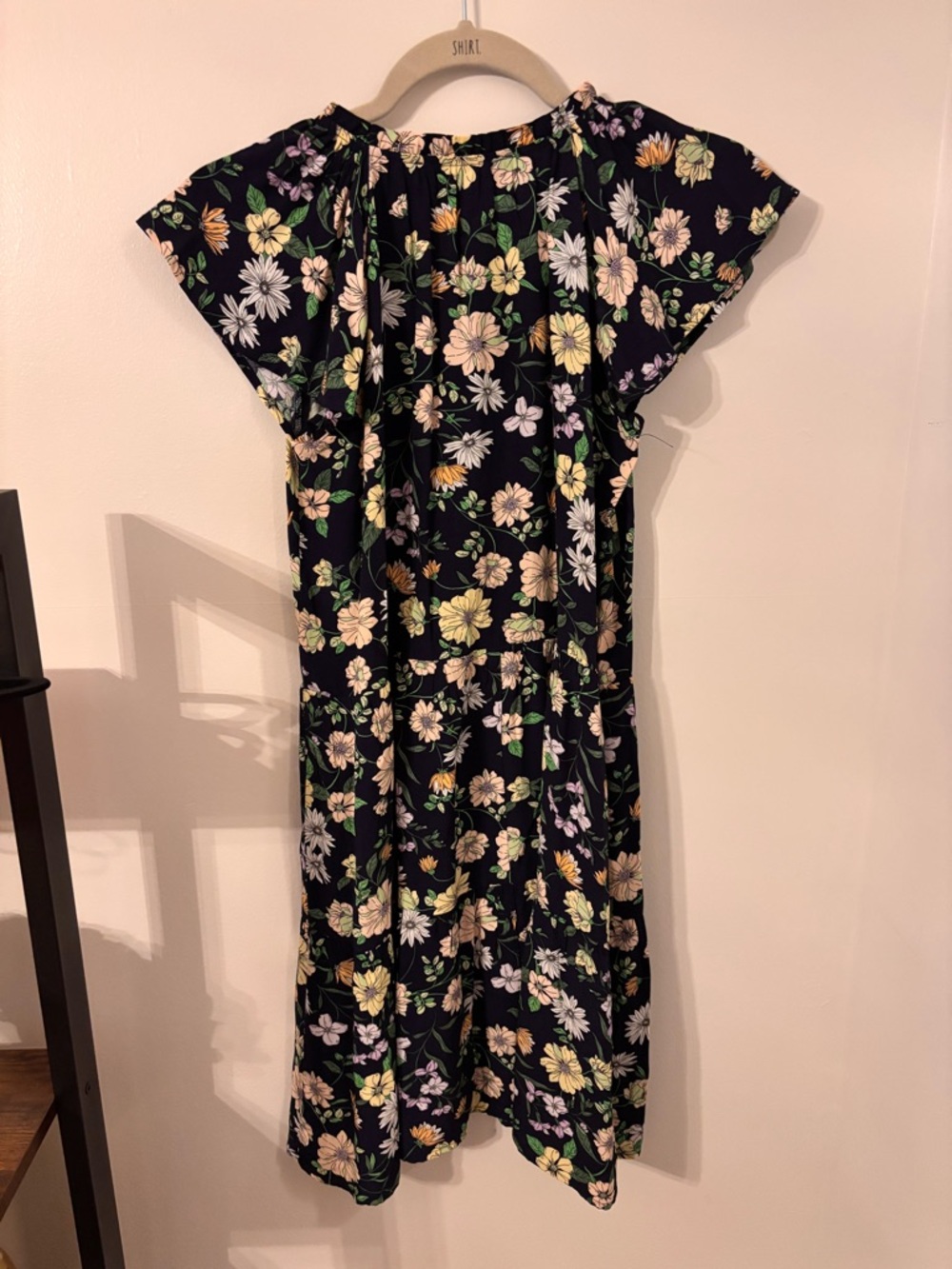 LOFT Petites Navy Floral Button-Front Dress with Pink and Yellow Blooms NWT - Picture 6 of 7